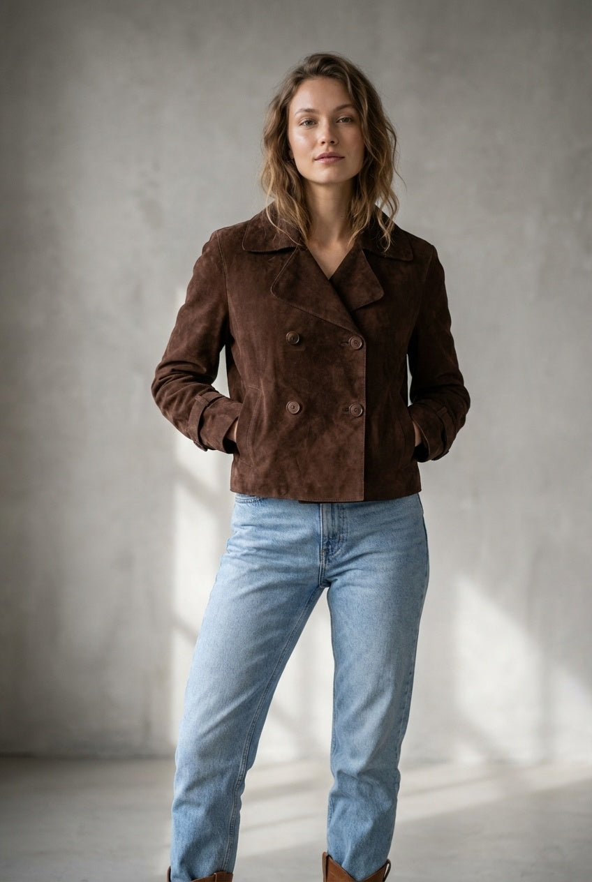 NOTYZ Kort trenchcoat i ruskind Jakker Caramel