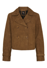 NOTYZ Kort trenchcoat i ruskind Jakker Caramel