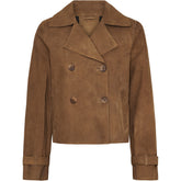NOTYZ Kort trenchcoat i ruskind Jakker Hazelnut