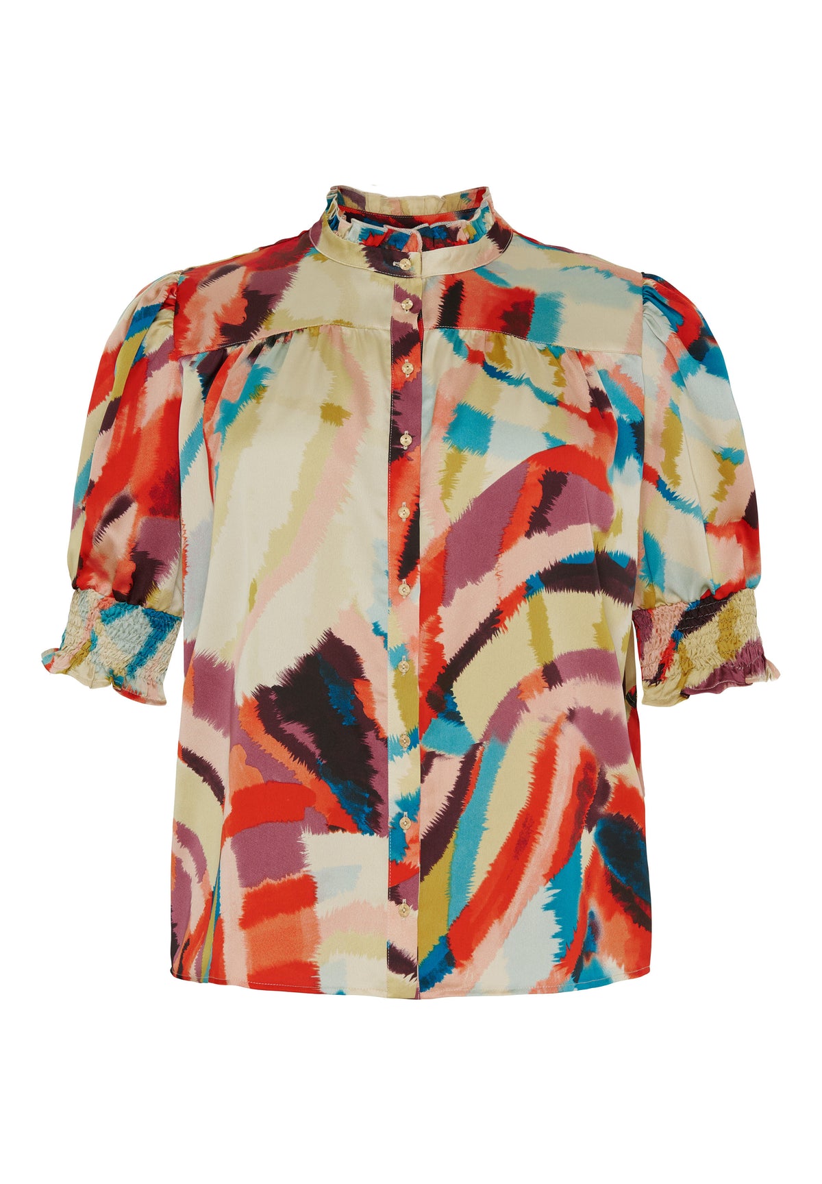 NO. 1 BY OX Kortærmet bluse med smock Bluser Multi Coloured Graphic print