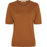 BTFCPH Kortærmet top i silke og cashmere Tops Brun