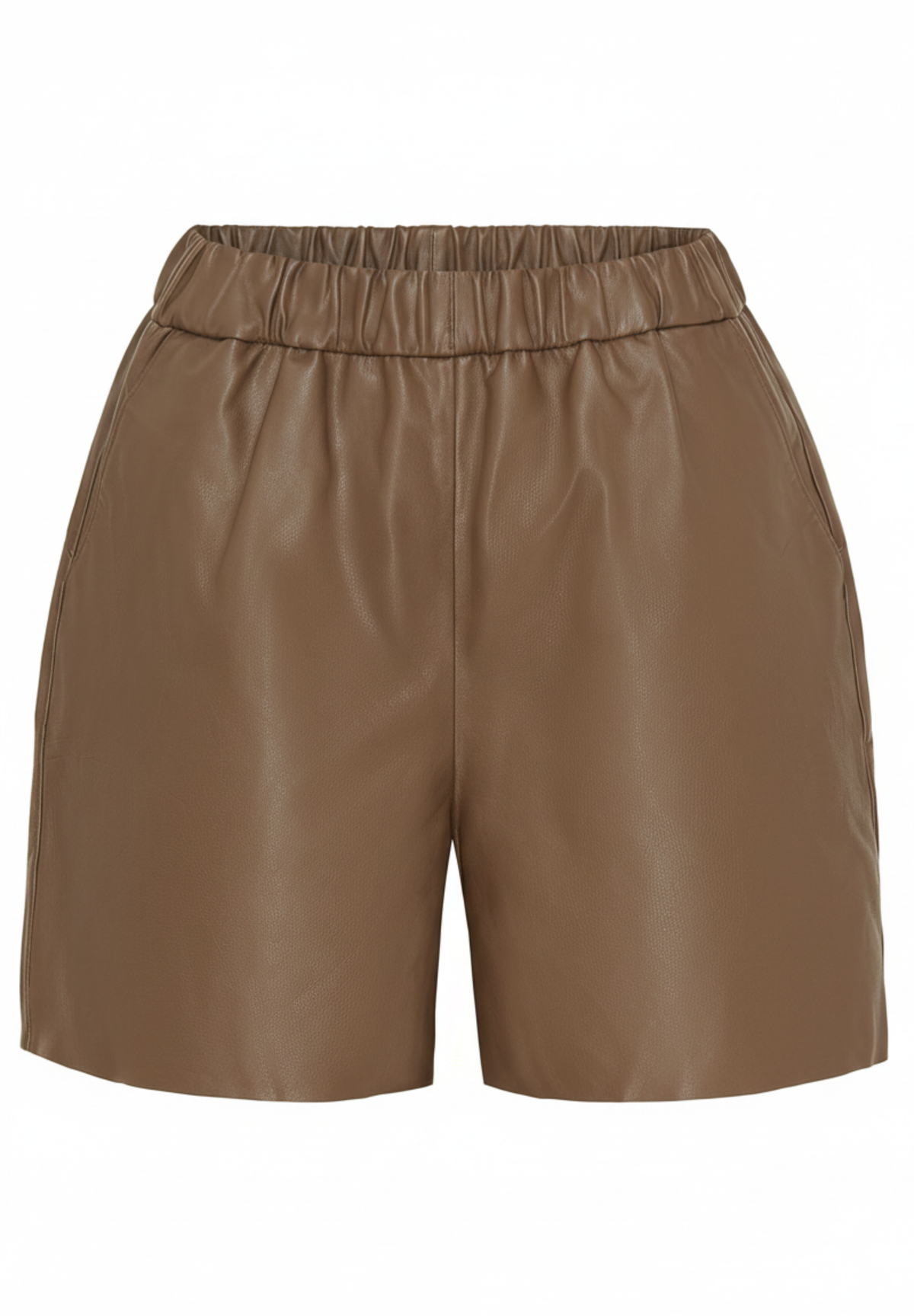 NOTYZ Korte lædershorts med saddle back Shorts Hazelnut