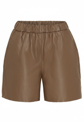 NOTYZ Korte lædershorts med saddle back Shorts Hazelnut