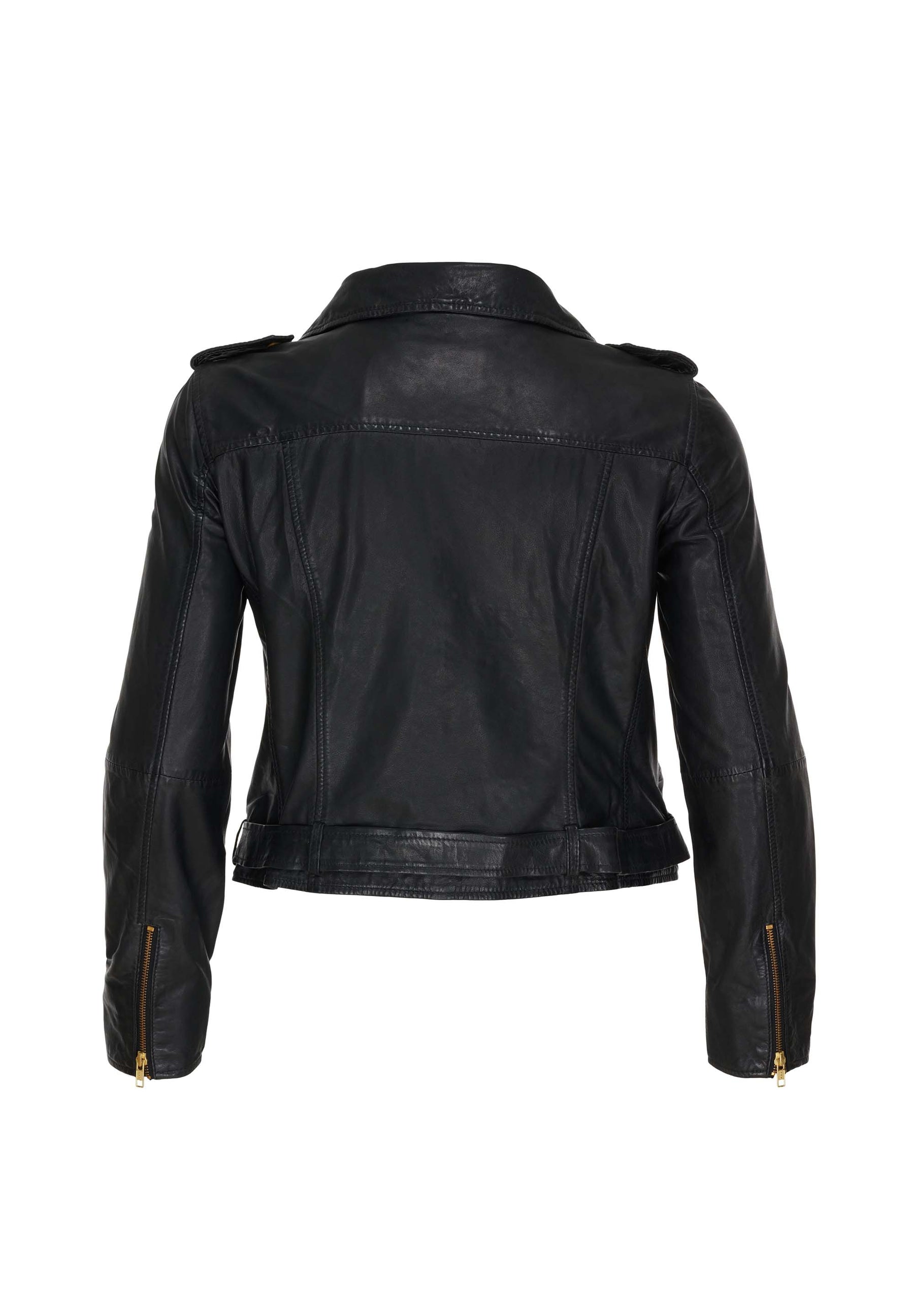 NO. 1 BY OX Læder bikerjakke med guld detaljer Jakker Sort