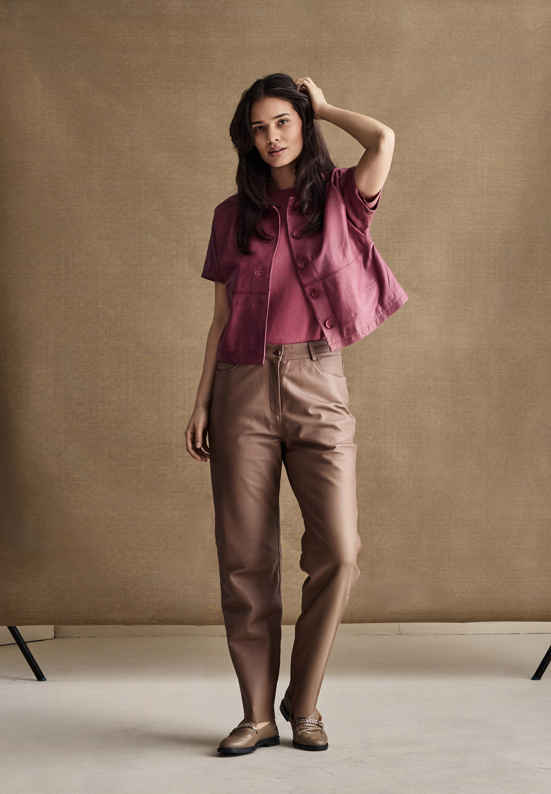 BTFCPH Læderbukser med lige ben Bukser Mocha