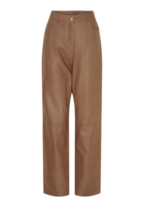 BTFCPH Læderbukser med lige ben Bukser Mocha