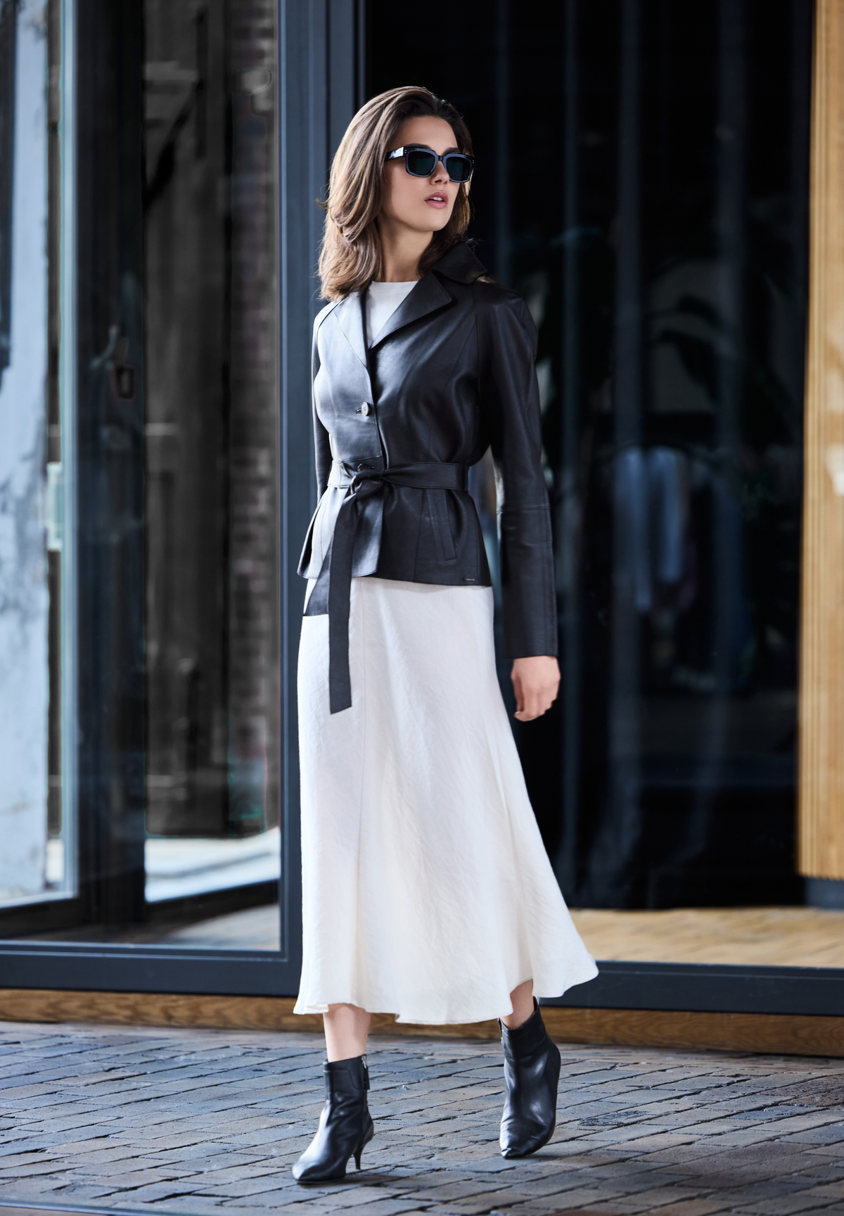 BTFCPH Læderjakke med bindebånd Jakker Sort