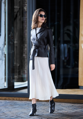 BTFCPH Læderjakke med bindebånd Jakker Sort