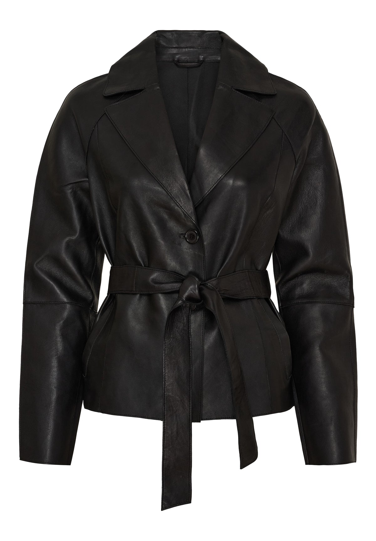 BTFCPH Læderjakke med bindebånd Jakker Sort