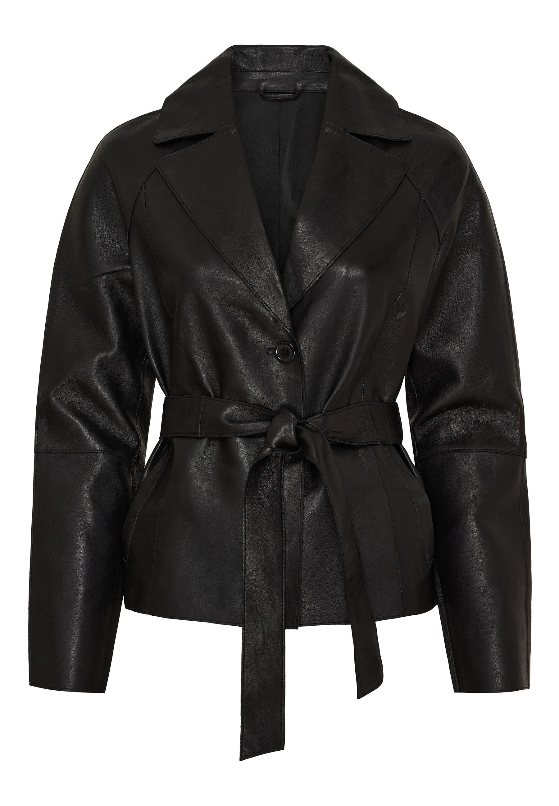 BTFCPH Læderjakke med bindebånd Jakker Sort