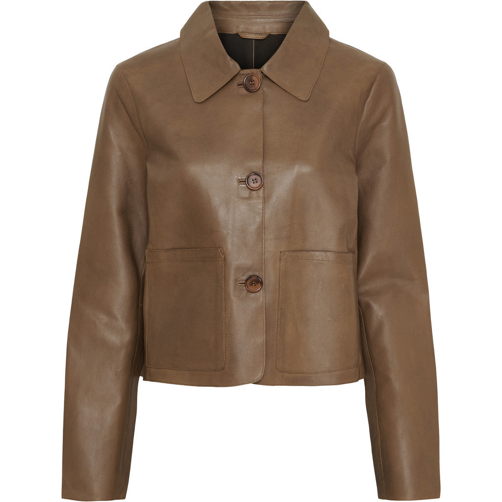 BTFCPH Læderjakke med knapper Jakker Nude Brown
