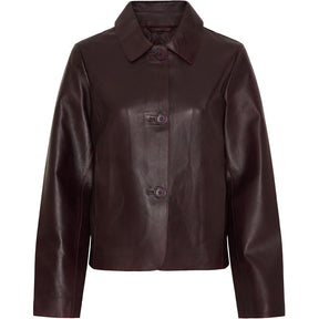 NOTYZ Læderjakke med knapper Jakker Deep Maroon