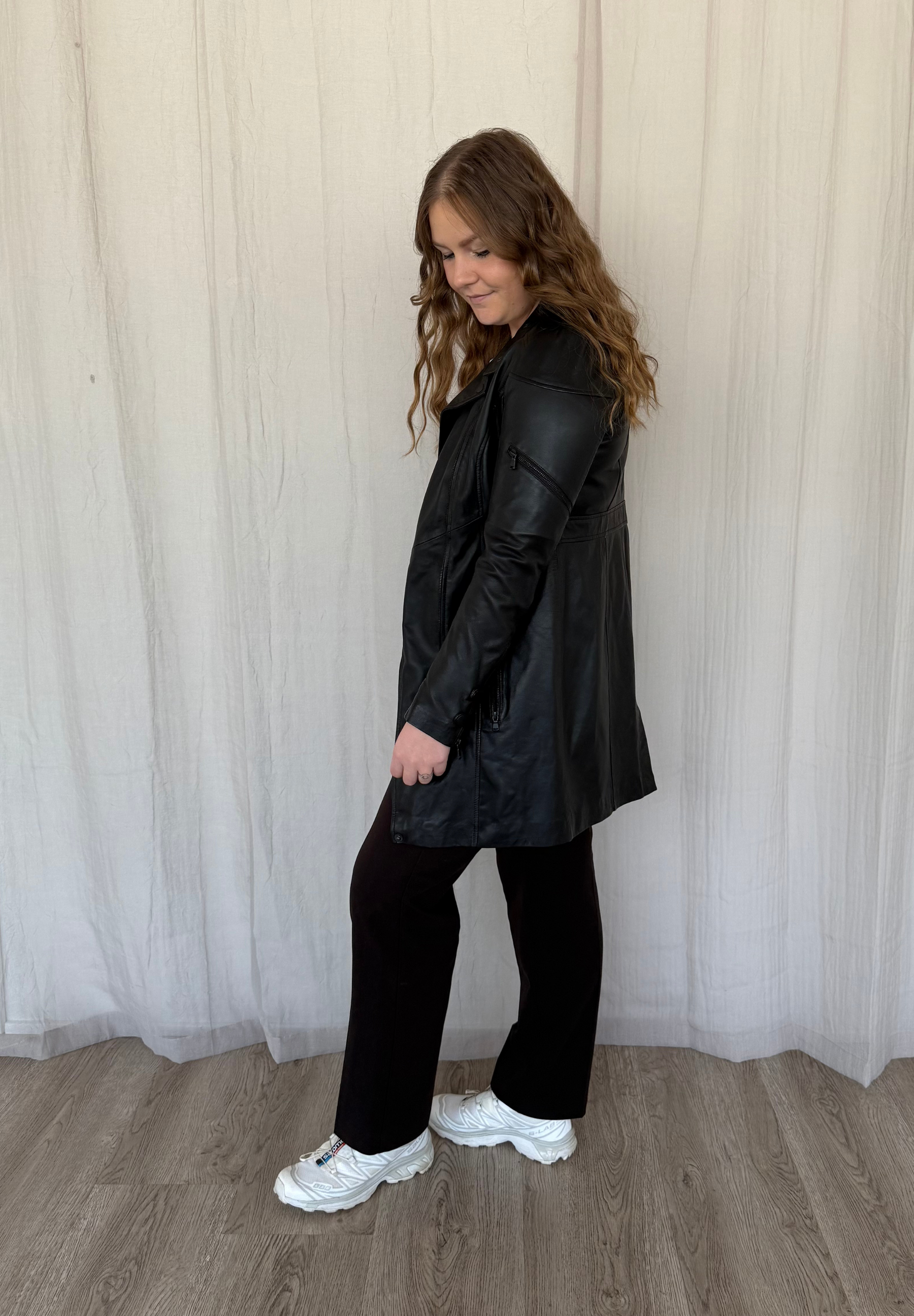 Bikerjacke Lederjacke Lang Mit Gürtel Bikerjacke Mit Gürtel In