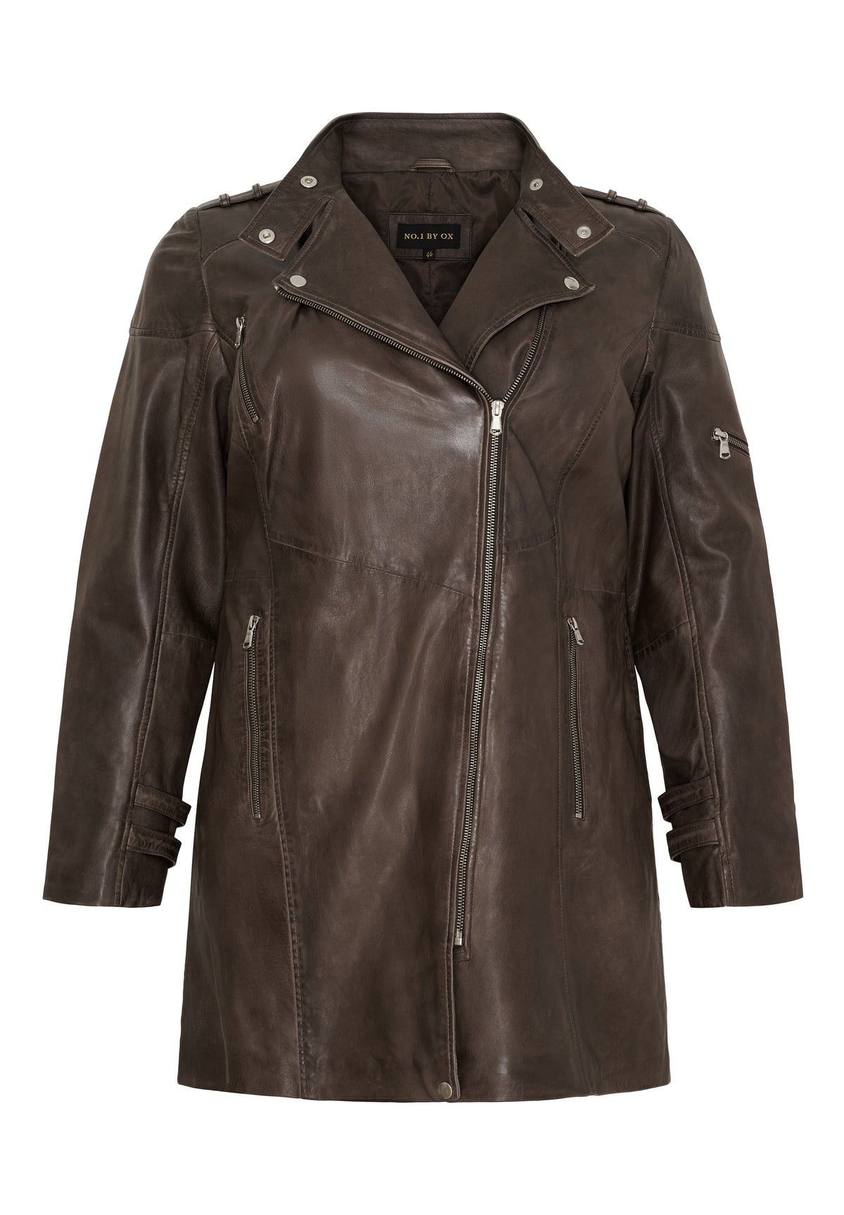 NO. 1 BY OX Lang bikerjakke (Str. 50-56) Frakker Brun
