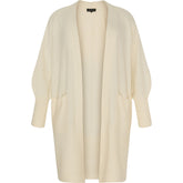 NO. 1 BY OX Lang cardigan med ballonærmer Cardigans Cream White