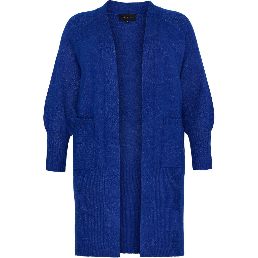 NO. 1 BY OX Lang cardigan med ballonærmer Cardigans Dark Cobolt Blue