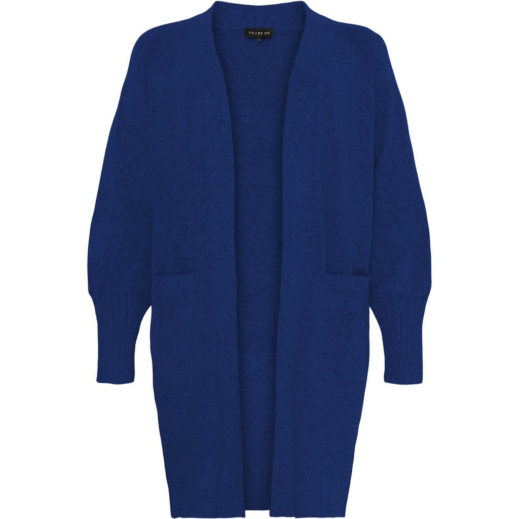 NO. 1 BY OX Lang cardigan med ballonærmer Cardigans Hot Blue