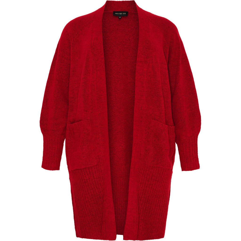 NO. 1 BY OX Lang cardigan med ballonærmer Cardigans Houte Red