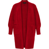 NO. 1 BY OX Lang cardigan med ballonærmer Cardigans Houte Red