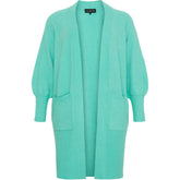 NO. 1 BY OX Lang cardigan med ballonærmer Cardigans Turquoise green
