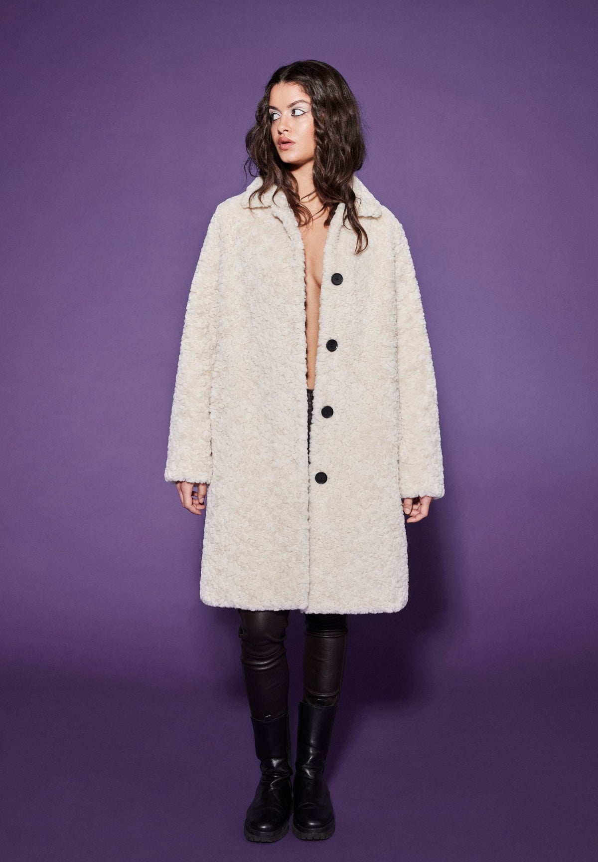 NOTYZ Lang faux fur frakke Jakker Beige