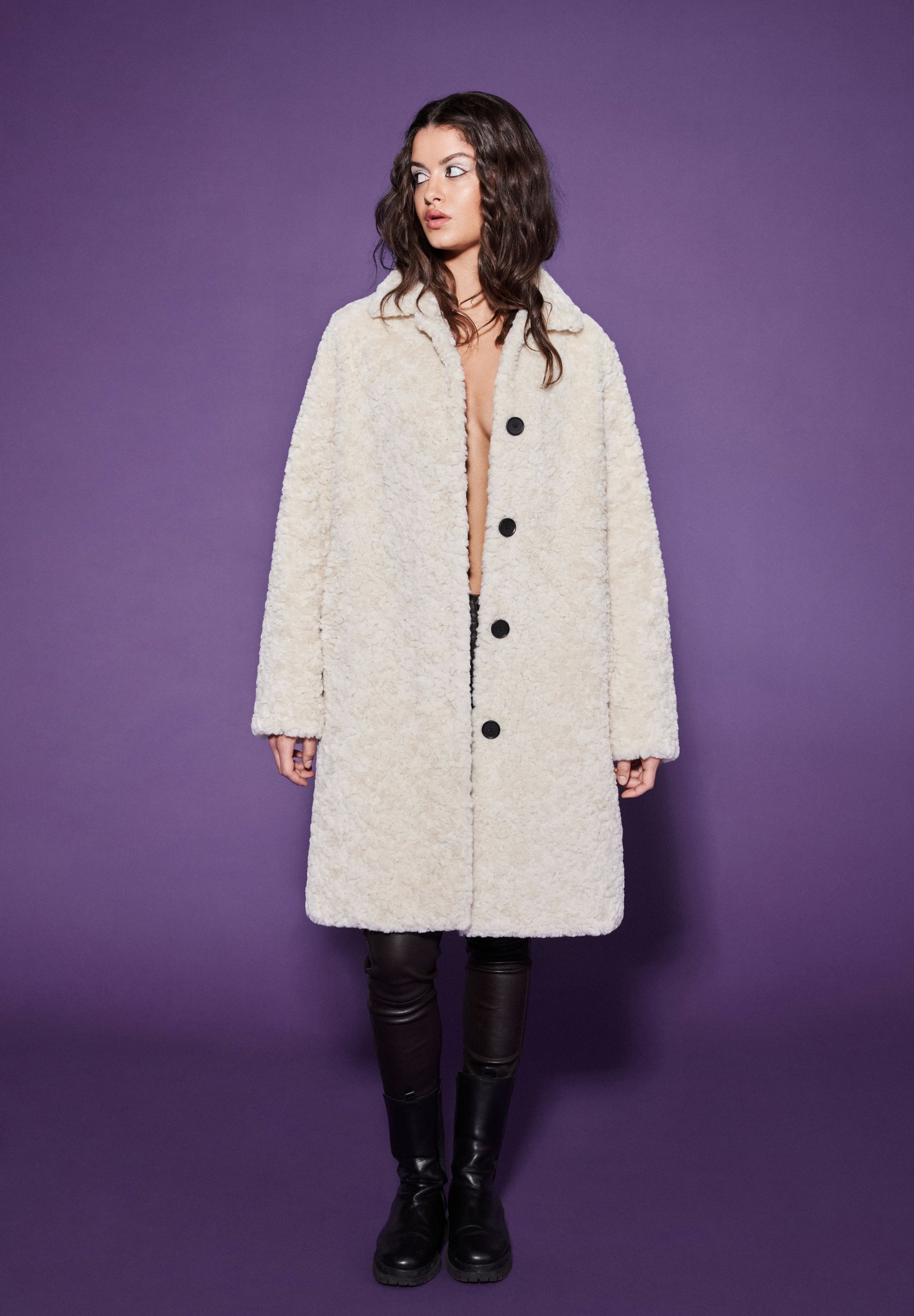 NOTYZ Lang faux fur frakke Jakker Beige