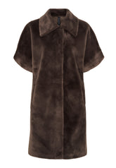 NOTYZ Lang faux fur jakke med korte ærmer Jakker Brun