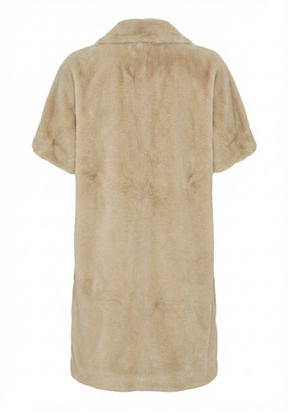 NOTYZ Lang faux fur jakke med korte ærmer Jakker Sand Shell