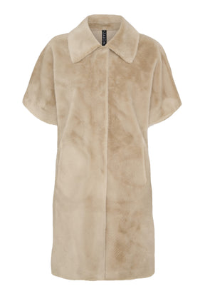 NOTYZ Lang faux fur jakke med korte ærmer Jakker Sand Shell