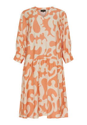NO. 1 BY OX Lang kjole Kjoler Sand w Coral Reef splatter print