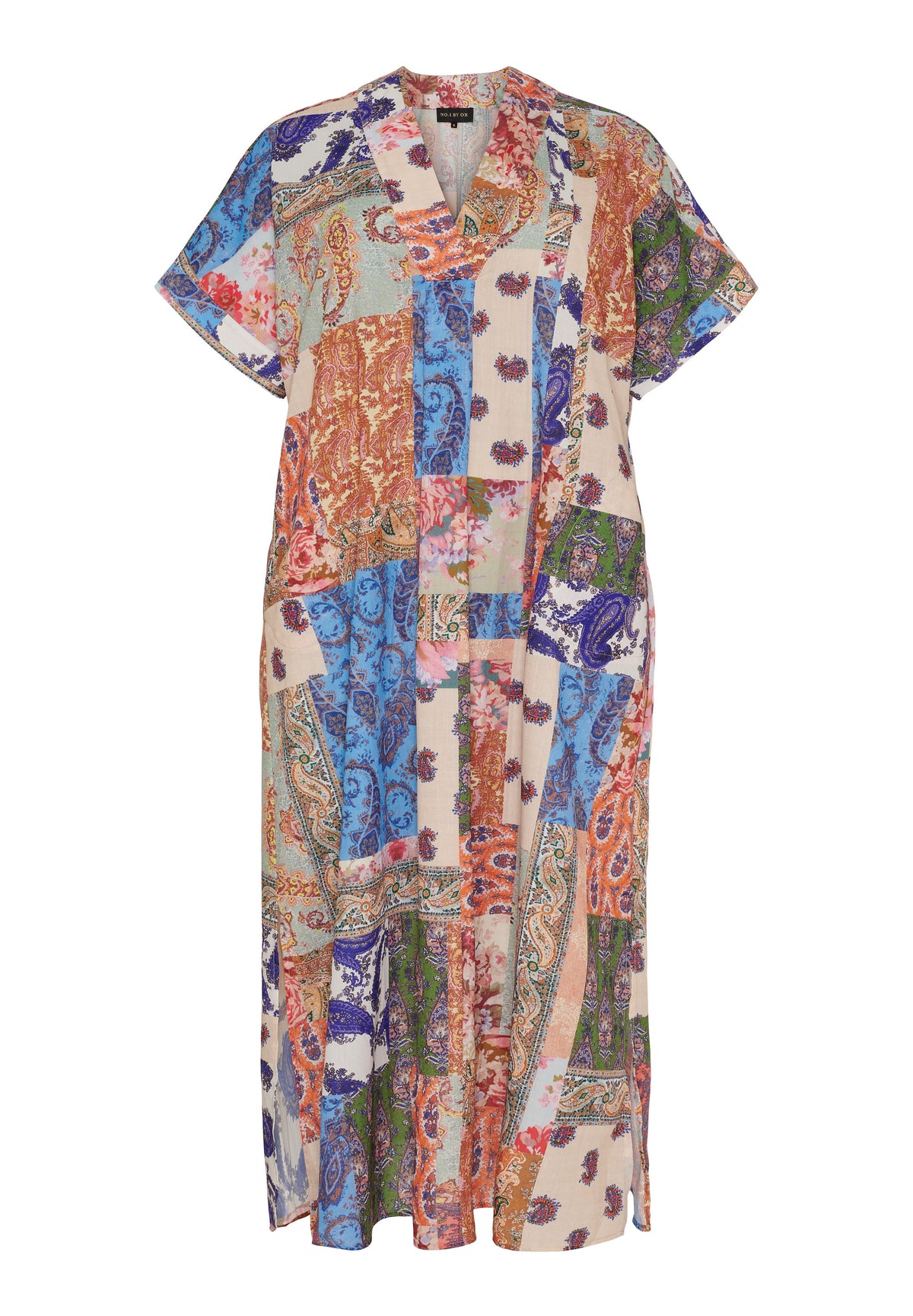 NO. 1 BY OX Lang kjole Kjoler Patchwork print