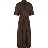 BTFCPH Lang skjortekjole i skind Kjoler Espresso w. Silver acc.