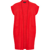 NO. 1 BY OX Lang vest i strik Veste Tomato Red