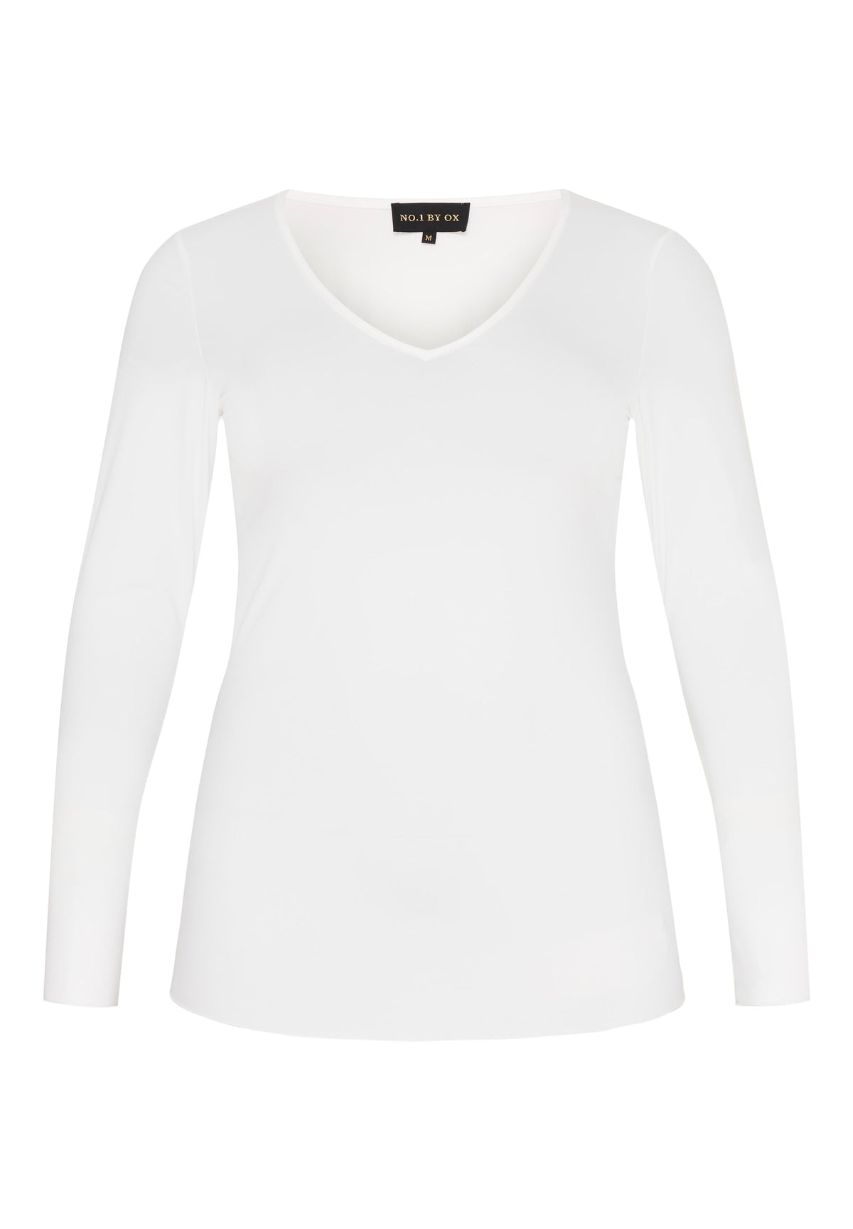 NO. 1 BY OX Langærmede basic T-shirt med V-hals T-shirts Hvid