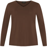 NO. 1 BY OX Långärmad bas T-shirt med V-ringning T-shirts Mocca Brown