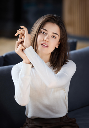 BTFCPH Langærmet top i silke og cashmere Tops Hvid