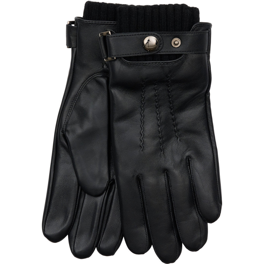 NOTYZ HIM Leather Gloves w. Wool Cuff & Wrist Strap Handsker Sort