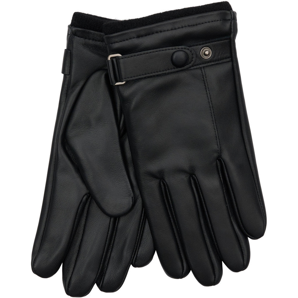 NOTYZ HIM Leather Gloves w. Wrist Button Handsker Sort