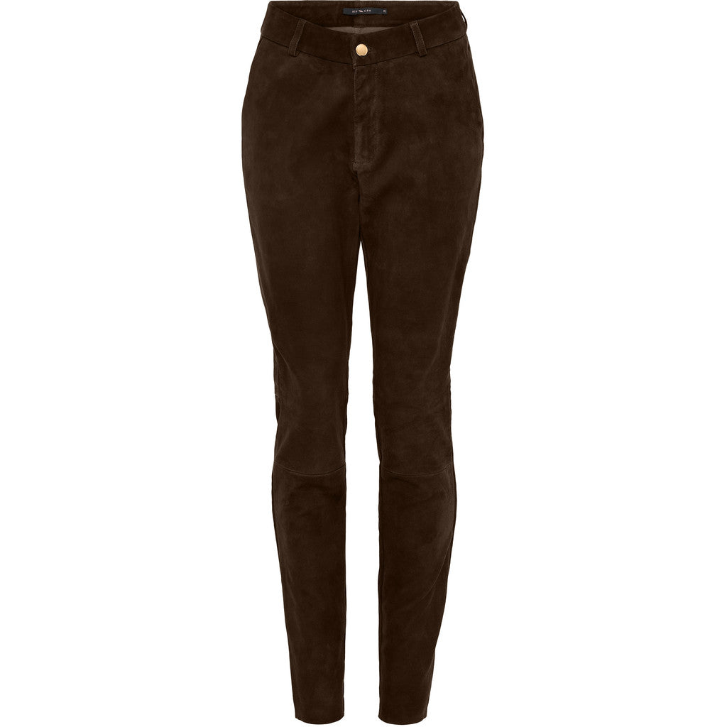 BTFCPH Leggings i ruskind Leggings Dark chocolate brown w. light gold