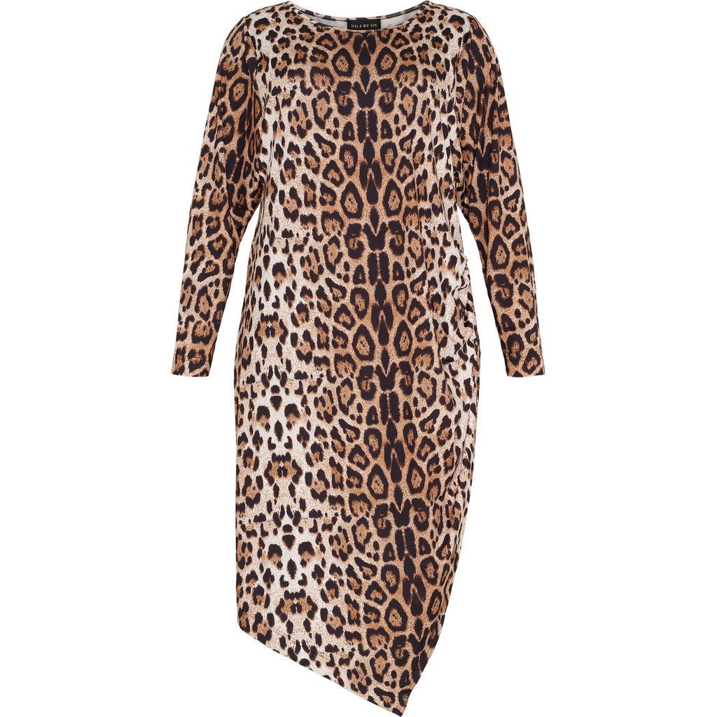 NO. 1 BY OX Leopardkjole med wrap-effekt Kjoler Brown Leopard print