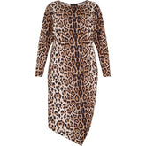 NO. 1 BY OX Leopardkjole med wrap-effekt Kjoler Brown Leopard print