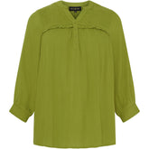 NO. 1 BY OX Let bluse med smock Bluser Golden Cypress Green