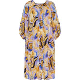 NO. 1 BY OX Let og elegant mønstret kjole Kjoler Paisley Purple and Flower Orange Waves