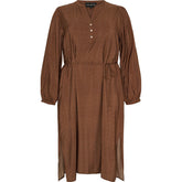 NO. 1 BY OX Long A shape dress w tie band Kjoler Brown w White Black Dots