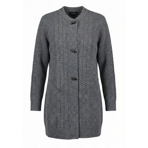 NO. 1 BY OX Long Cardigan w cable knit Cardigans Grå
