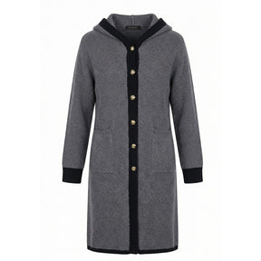 NO. 1 BY OX Long Cardigan w hood Cardigans Grå