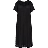 NO. 1 BY OX Long Dress w double ruffle edge and SS sleeves Bluser Sort