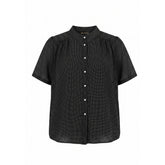 NO. 1 BY OX Long Loose batwing Blouse Bluser Black w White Dots