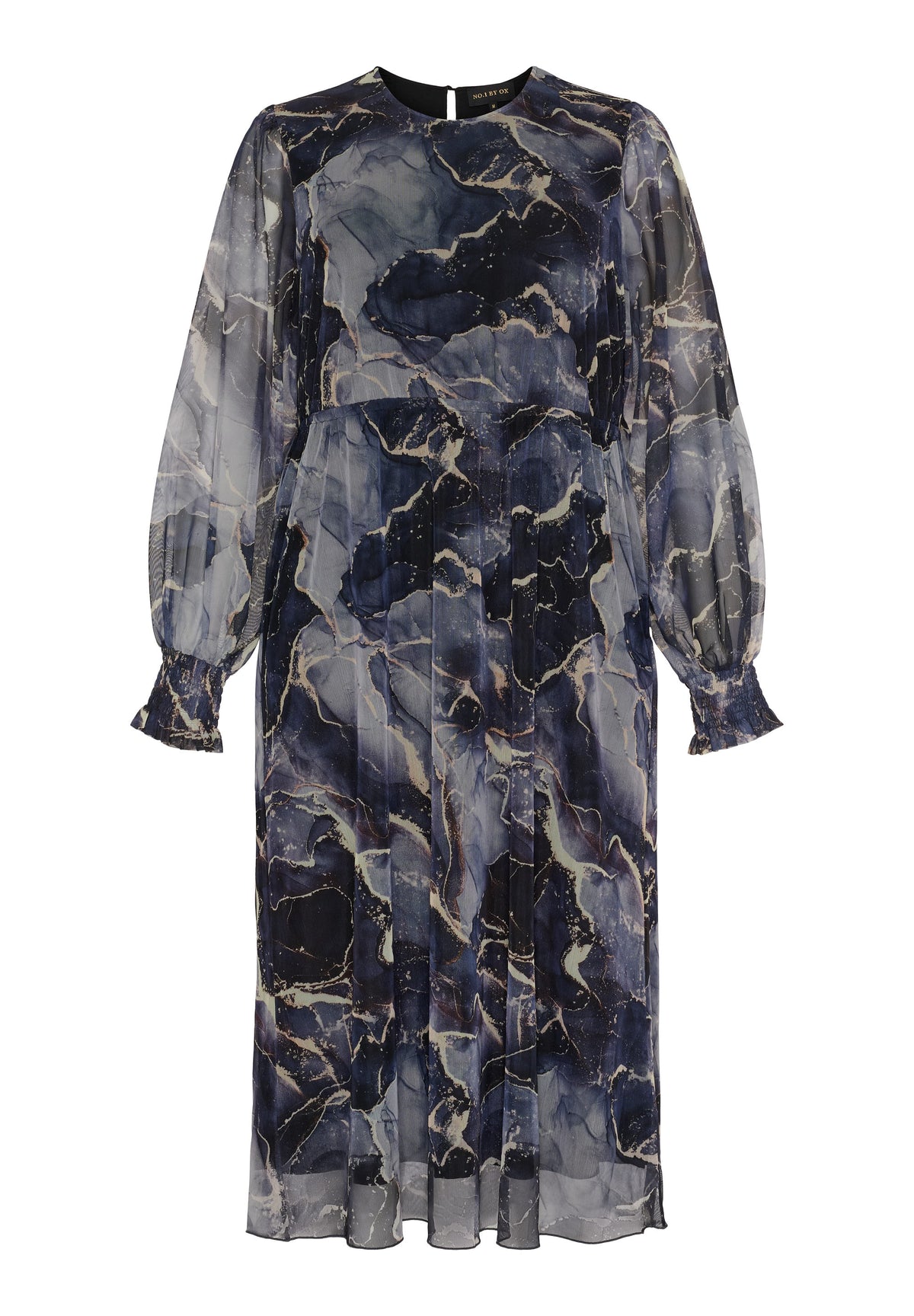 NO. 1 BY OX Long Mesh Dress w lining Kjoler Black and Grey graphic print
