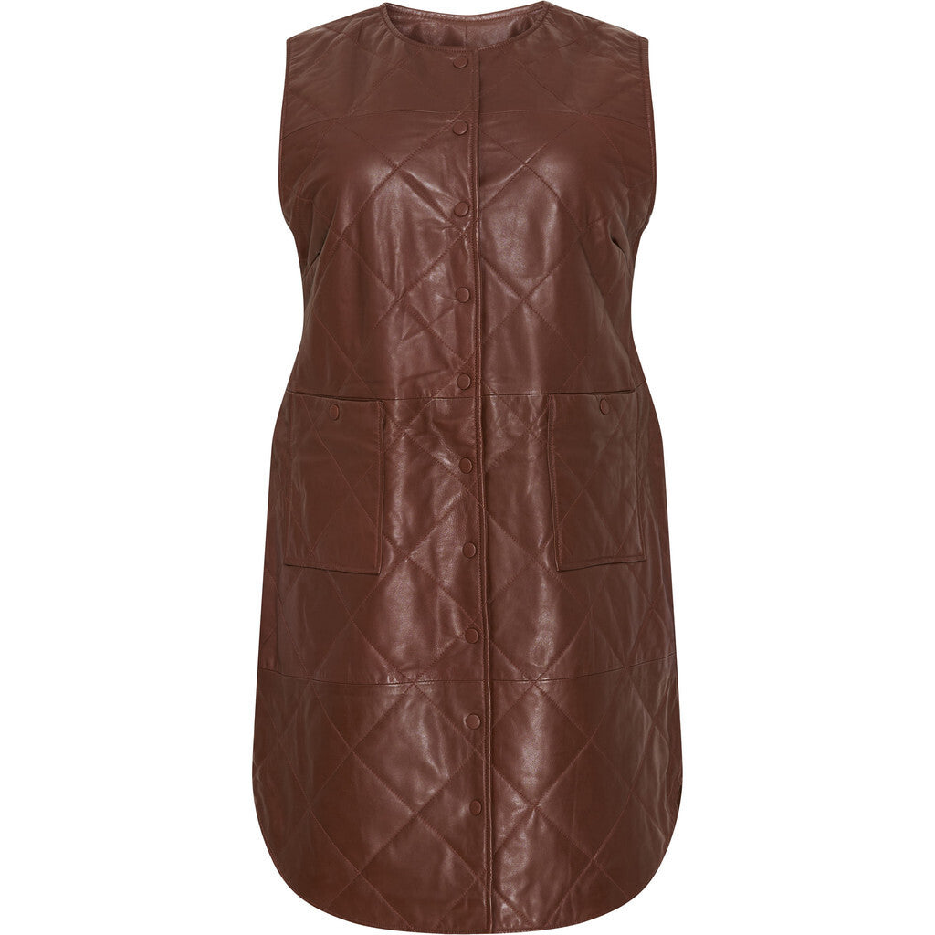 NO. 1 BY OX Long Quilted Waistcoat Veste Brun